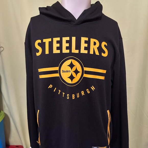 NFL Team Apparel Other - Pittsburgh Steelers Spell-out Men's Black Hoodie Sweater Size Large NFL Team App